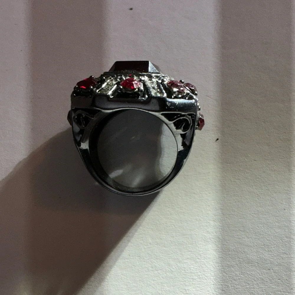 Neiman Marcus Silver Ring with Red Gemstones